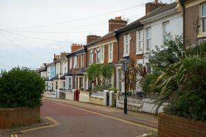 alley with terraced houses in town